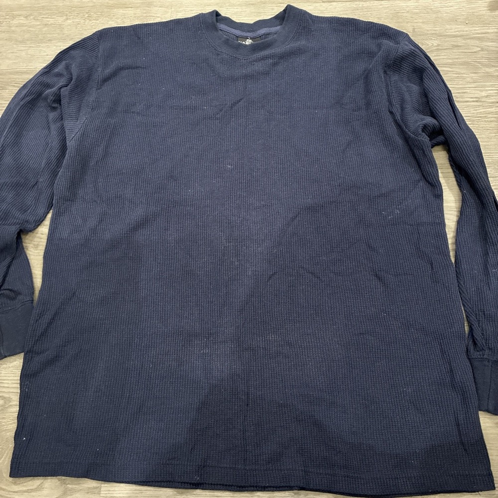 *TANU HARLEM Navy Blue, Waffle Knit Thermal, Long Sleeve Tshirt, size 2XL